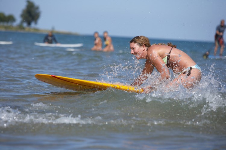 Surfing on Lake Michigan